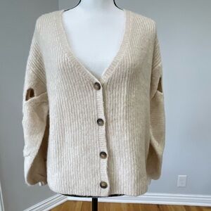Anthropologie Grade & Gather cardigan sweater small wool coastal open work